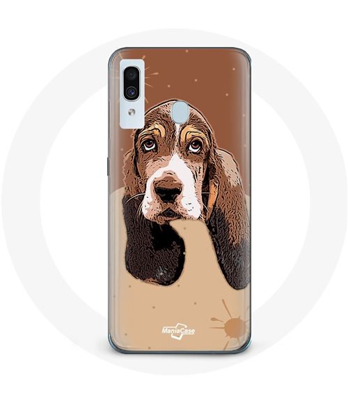 Coque pour Samsung Galaxy A30 Basset Hound chien visage Maniacase