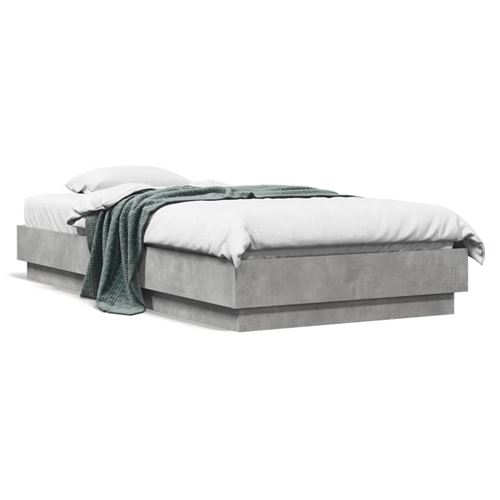 vidaXL Cadre de lit sans matelas avec lumières LED gris béton 90x190cm