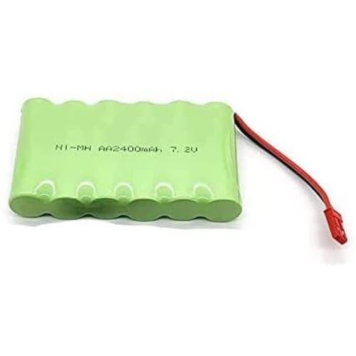 Batterie Rechargeable Ni-MH 7,2V 2400mAh AA JST pour Camions RC, Voitures Longue Durée de Vie Convient pour Voitures RC, Rock Crawler, Vert