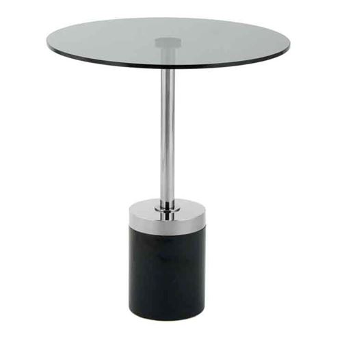 Non Communiqué Gris Table D'appoint En Marbre "Lana" 53Cm & Noir