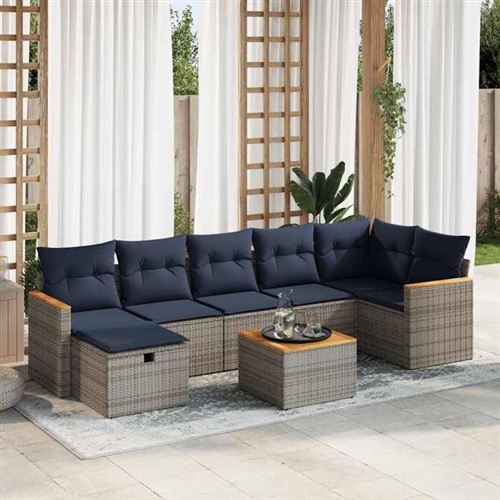 Non Communiqué Gris Vidaxl Salon De Jardin 8 Pcs Avec Coussins Résine Tressée 3325939