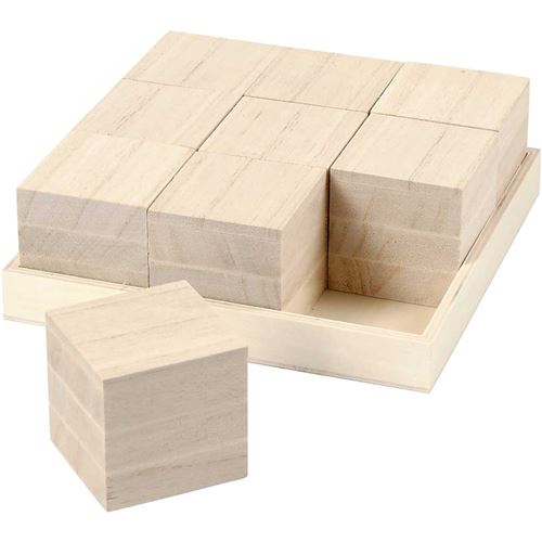 Cubes en bois à décorer - 6 x 6 x 6 cm - 16 pcs - Jouets en bois - Creavea