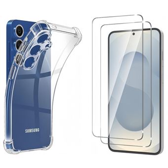 HQSELECTION® Coque pour SAMSUNG GALAXY S25+/S25 PLUS 5G avec 2 Pièces Protection Écran en Verre Trempé,Ultra Transparent Étui de Protection en Silicone Antichoc avec Coins Renforcés, Clair Mince Souple TPU Bumper - 1