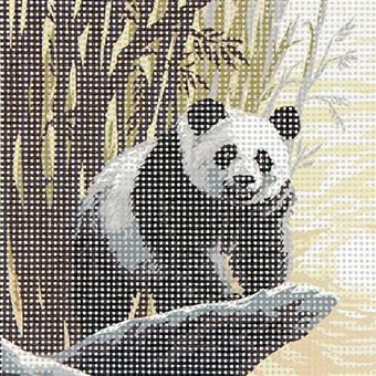 Kit canevas 15x20cm panda toile coton + aiguille + fils enfants