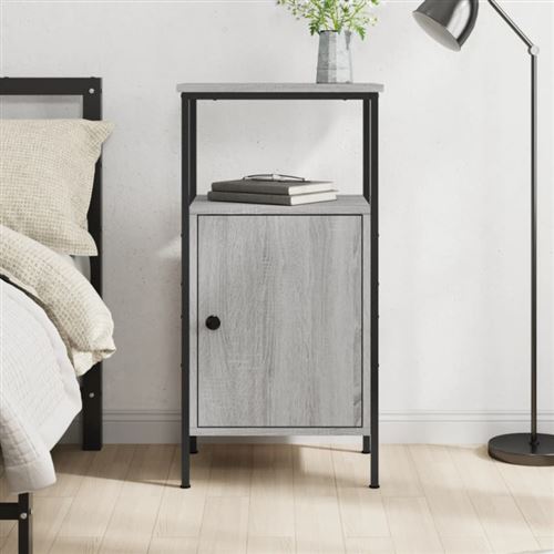 vidaXL - Table de chevet - Sonoma Gris - 41x31x80 cm - Image 3