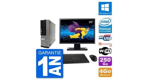 Pc dell 7010 sff ecran 22" intel g2020 ram 4go disque 250go windows 10 wifi