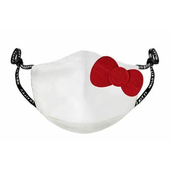 Masque ajustable adulte Hello Kitty blanc avec nœud rouge