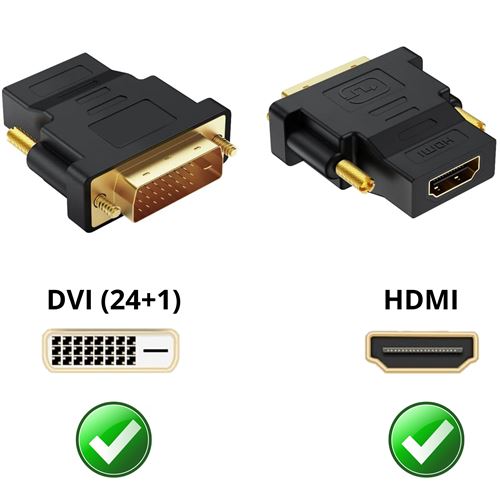 Adaptateur DVI vers HDMI 1080p Full HD résolution 1920x1200 pour