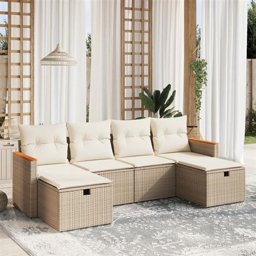 Non Communiqué Beige Vidaxl Salon De Jardin Modulable - Lot De 6 Pièces - Résine Tressée 6 Personnes