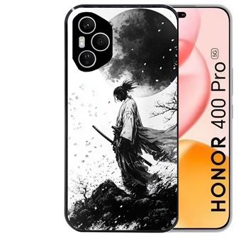 Coque noire Taperso pour Honor 400 PRO 5G avec motif samourai et lune - 1