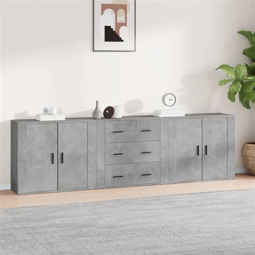 Non Communiqué Gris Buffets 3 Pcs Béton Bois D Ingénierie