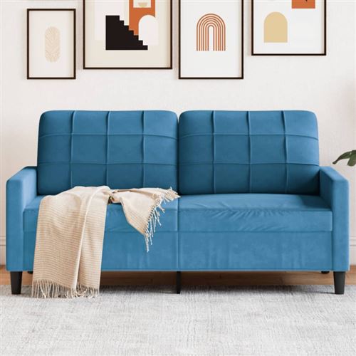Non Communiqué Multicolore Canapé À 2 Places Bleu 140 Cm Velours