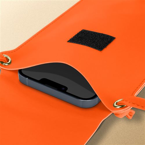 Pochette Bandoulière Smartphone avec Rangement carte Simili cuir Avizar  orange - Coque et étui téléphone mobile - Achat & prix