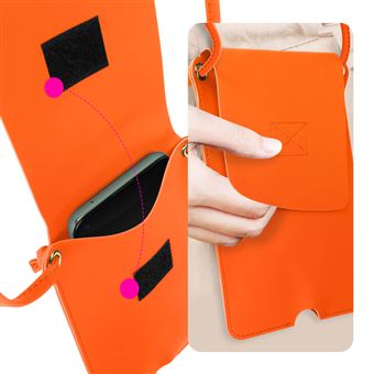 Sac à main bandoulière en toile et cuir -Le 27- orange – Monébari Sac à main bandoulière en toile et cuir -Le 27- orange – Monébari