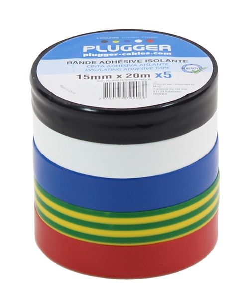 Plugger PVC Tape Color Pack 20 mètres Adhésif, Gaffeur, Accessoire