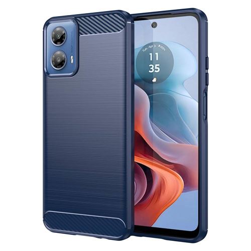 Coque pour Motorola Moto G34 5G - housse etui silicone gel carbone + film ecran - BLEU FONCE - htdmobiles
