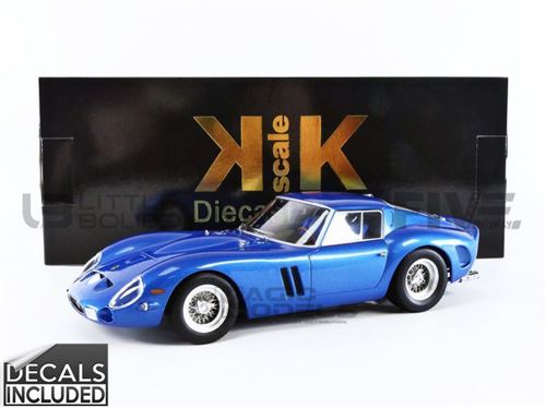 Voiture Miniature de Collection KK SCALE MODELS 1-18 - FERRARI 250 GTO - Le Mans 1962 - Blue Metallic - 180732BL
