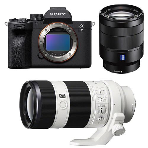 Sony appareil photo hybride alpha 7 iv + fe 24-70 f/4 + fe 70-200 f/4