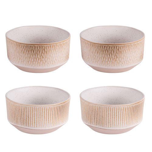 Non Communiqué Beige Coffret De 4 Bols Miyaki 14 Cm - Table Passion - Crème / Ivoire - Grès
