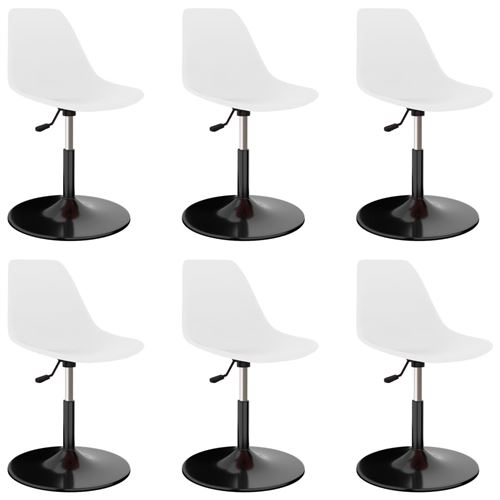 vidaXL Chaises de salle à manger pivotantes 6 pcs Blanc PP