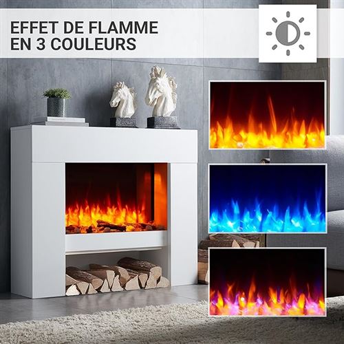 CrownFlame cheminée électrique de sol Pandora, Avec effet de flammes 3D, Chauffage 2000W, Avec télécommande & thermostat