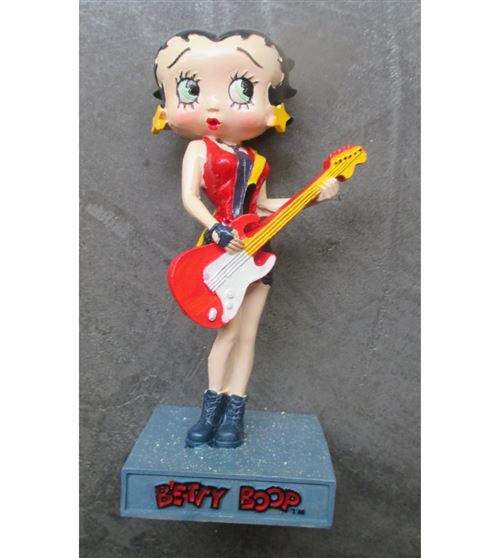 figurine betty boop de collection guitariste en short noir statuette de13x6cm