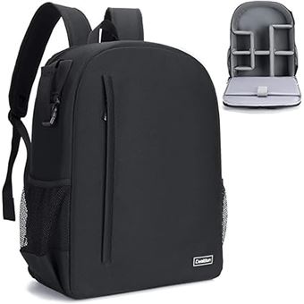 Cwatcun Sac à Dos Photo Imperméable pour Caméras Sony, Canon, Nikon et Accessoires (3.0 Grand, Noir) - 1