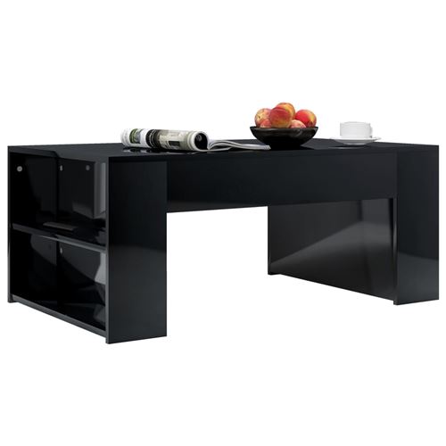 vidaXL Table basse Noir brillant 100x60x42 cm Aggloméré