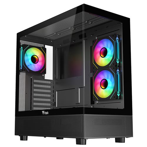 Non Communiqué Noir Itek Boitier Moyen Tour Atx Showbui 42 Rgb Avec Panneaux Vitrés (Noir)