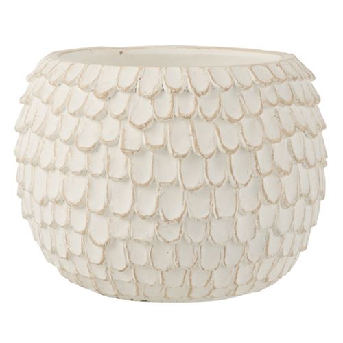 Cache-Pot Design Feuillage Ciment 24cm Blanc