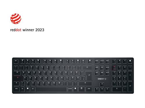 CHERRY KW X ULP - Clavier - rétro-éclairé - sans fil - 2.4 GHz, Bluetooth 5.2, cordé - QWERTZ - Allemand - commutateur : profil ultra bas CHERRY MX - noir - emballage sans plastique