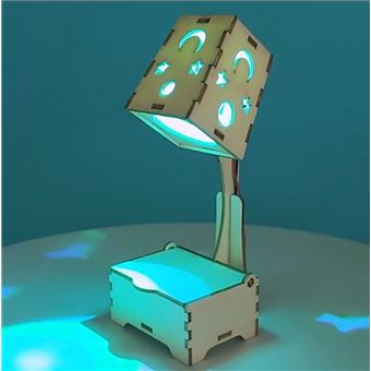 Puzzle 3D en Bois Lampe LED de Chevet Avec Abat-Jour en Fleurs (Veille