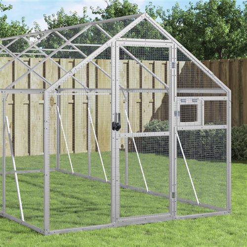 vidaXL VoliÃre 1,79x10x1,85 m aluminium zilverkleurig3155800