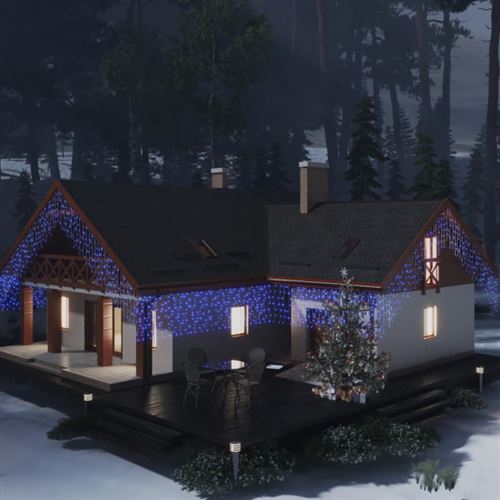 vidaXL Rideau lumineux à glaçons LED 10 m 400 LED Bleu 8 fonctions