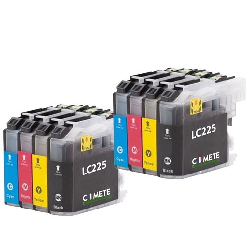 COMETE-LC225 - 8 Cartouches d'encre Compatible Brother LC225XL/LC227XL - Marque française