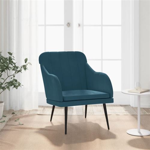 Vidaxl Bleu Fauteuil Velours - Image 2