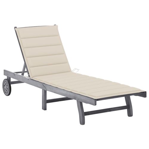 Non Communiqué Gris Chaise Longue Vidaxl L. 200 Cm En Acacia H. 30 Cm Non Pliable