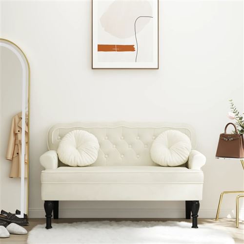vidaXL Banc avec dossier crème 119,5x64,5x75 cm velours