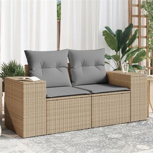 Vidaxl Beige Canapé Jardin 2 Places Résine Tressée - Image 3