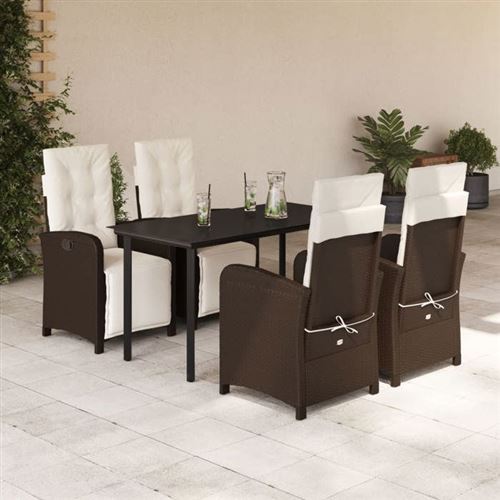 Non Communiqué Marron Vidaxl Ensemble À Manger De Jardin Avec Coussins 5 Pcs, Table Et Chaise De Terrasse, Meubles De Patio, Mobilier D'extérieur, 3212551