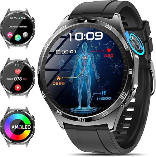 Montre Intelligente Homme 2025 (Surveillance ECG / HRV / BMI)Montre