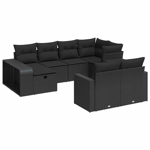 Non Communiqué Noir Salon De Jardin Vidaxl Resine Tressee 8 Personnes 10 Pieces