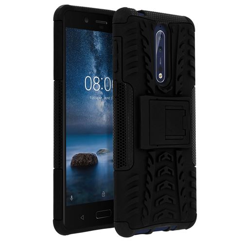 Coque Nokia 8 Coque arrière Antichocs renforcé + Support intégré - Noir