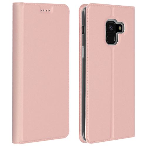 Housse Galaxy A8 Folio Clapet Portefeuille Dux Ducis Fonction Stand Rose gold