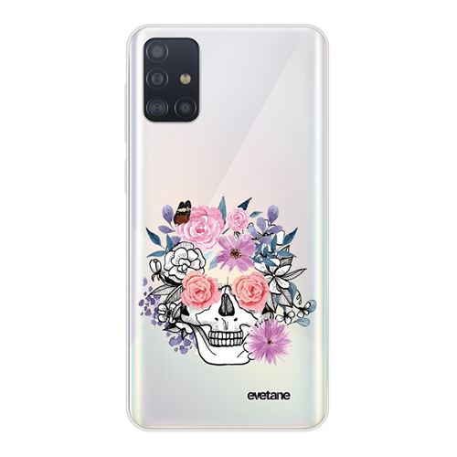 Coque pour Samsung Galaxy A51 5G 360 intégrale transparente Crâne floral TendanceEvetane. [Evetane®]
