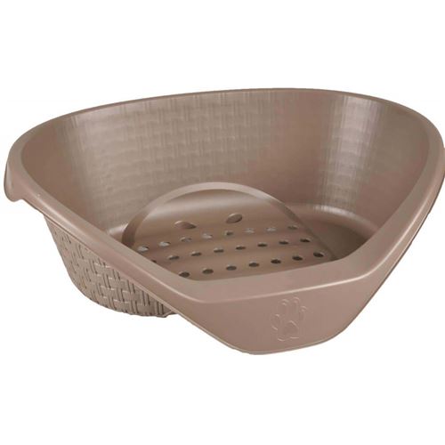 Panier aspect rotin 60 x 44 x 21 cm H pour chien gamme Nido. couleur taupe. - Bama pet - FL-517626