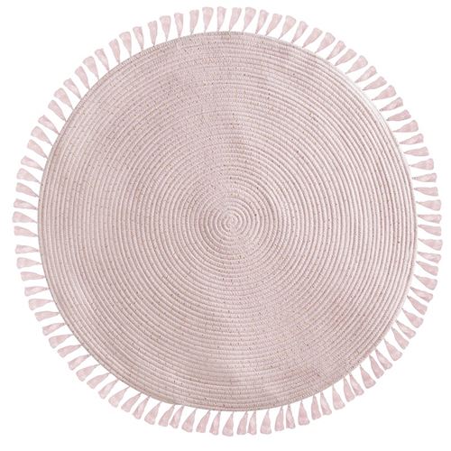 Tapis à franges enfant Douceur - Diam. 90 cm - Rose