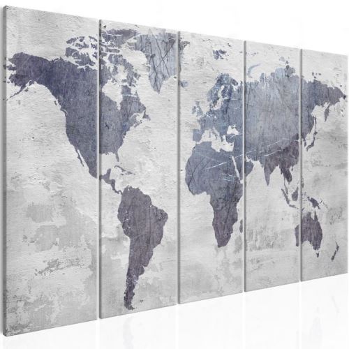 Tableau - Concrete World Map (5 Parts) Narrow .Taille : 200x80