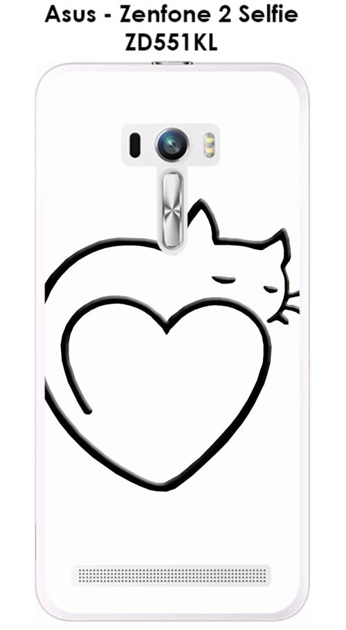 Coque Asus Zenfone 2 Selfie ZD551KL design Chat cur fond blanc