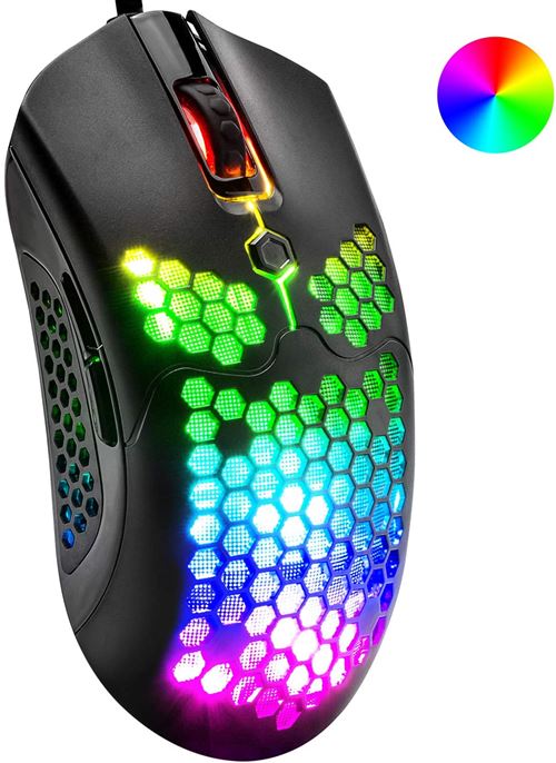 Souris Gamer Filaire -Rétroéclairé 11 RVB- Programmable 7 Boutons Souris Gaming Pour Joueurs Noir